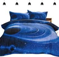 pomco twin galaxy comforter set (68x88 inch), 2pcs (1 comforter & 1 pillowcases) 3d space outer sky microfiber bedding collection, blue universe galaxy comforter for boys, girls, teens, and kids logo