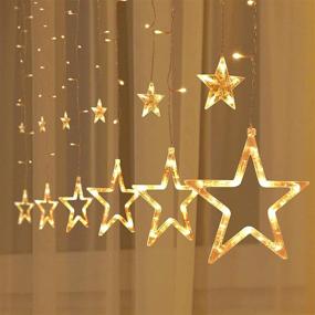 img 3 attached to 🎄 Enhance your Festive Decor with JOYIN 12Stars 138LED Window Curtain String Lights - 8 Flashing Modes, Remote Control, for Christmas Home Holiday Festival Party Wedding - Indoor & Outdoor Décor (Warm White)