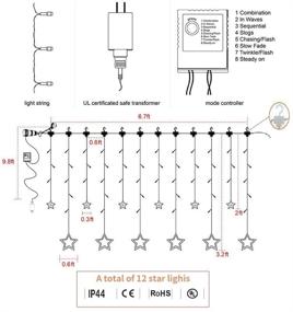 img 1 attached to 🎄 Enhance your Festive Decor with JOYIN 12Stars 138LED Window Curtain String Lights - 8 Flashing Modes, Remote Control, for Christmas Home Holiday Festival Party Wedding - Indoor & Outdoor Décor (Warm White)