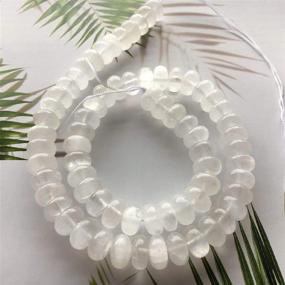 img 2 attached to 🌈 [ABCgems] Moroccan Pearly-White Selenite Crystal Rainbow Gypsum (Gorgeous White Silky Sheen- Mohs Hardness 2) 8mm Smooth Rondelle Natural Semi-Precious Gemstone Beads for Healing Energy