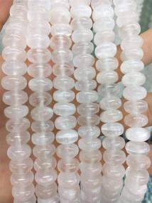 img 3 attached to 🌈 [ABCgems] Moroccan Pearly-White Selenite Crystal Rainbow Gypsum (Gorgeous White Silky Sheen- Mohs Hardness 2) 8mm Smooth Rondelle Natural Semi-Precious Gemstone Beads for Healing Energy