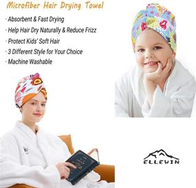 img 3 attached to 🦄 ELLEWIN Unicorn Hair Drying Towels for Kids, 3 Pack Quick Dry Hair Towel Wrap Turban for Girls Children Women, Twisty Hair Towels Wrap for Curly Long Thick Hair, Anti Frizz