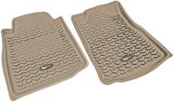 rugged ridge 83904.10 front floor liner, tan for 2005-2011 toyota tacoma regular/access/double cab (automatic) logo