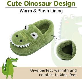 img 1 attached to 🦖 Cute Dinosaur Slippers for Toddlers: Warm Fur House Shoes for Boys and Girls, Ideal for Indoor Bedroom Use