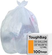 toughbag trash 33x39 garbage clear logo