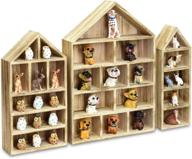 🏠 ikee design house-shaped wooden shadow cubby box display shelf set - mini toys figures storage organizer, oak color, 10" w x 2.25" d x 15" h logo