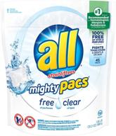 🌿 all mighty pacs laundry detergent, free clear - gentle care for sensitive skin! 45 count pouch logo