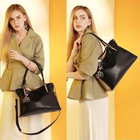 img 1 attached to 👜 Stylish Women's Leather Handbag Purse - Classy Work Tote Shoulder Bag with Top Handle, Satchel Carryall, and Convenient Ladies Pocketbooks