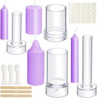 🕯️ high-quality 4-piece cylinder candle moulds set with 3 candle wicks and wooden wick holders - easy-to-use pillar candle casting moulds for crafting gorgeous candles logo