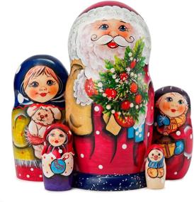 img 4 attached to Exquisite Handmade MUARO Russian Matryoshka Stacking Doll Set: A Traditional Masterpiece