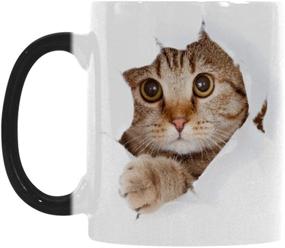 img 2 attached to 🐱 Heat Changing Ceramic Coffee Mug - Caliamary Funny Cat Design - 11 oz Heat Sensitive Color Changing Coffee Mug Cup - Cute Xmas Gift Mug for Women, Men, and Kids