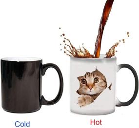 img 3 attached to 🐱 Heat Changing Ceramic Coffee Mug - Caliamary Funny Cat Design - 11 oz Heat Sensitive Color Changing Coffee Mug Cup - Cute Xmas Gift Mug for Women, Men, and Kids