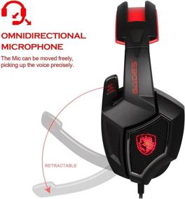 img 2 attached to 🎧 SADES Spirit Wolf Gaming Headset - 7.1 Surround Sound USB, Over-Ear, Noise Isolating, Mic, Breathing LED Light - Black/Red, Perfect for PC Gamers