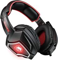 🎧 sades spirit wolf gaming headset - 7.1 surround sound usb, over-ear, noise isolating, mic, breathing led light - black/red, perfect for pc gamers логотип