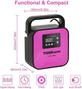 img 3 attached to 16PC THINKWORK Air Compressor Tire Inflator Set for Women - 12V DC Portable, Led Lighting, Digital Pressure Gauge - Ideal for Car Tires, Bicycle, Balls, and Other Inflatables