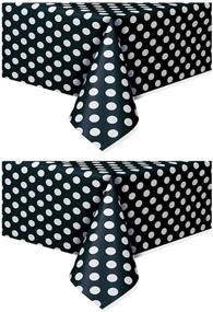 img 1 attached to 🎀 Chic Polka Dot Plastic Tablecloth, Black with White Dots - 2 Pack