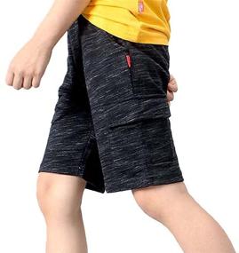 img 1 attached to 🩳 Cromoncent Men's Casual Cargo Shorts with Elastic Waist and Drawstring – Lightweight, Comfy Sports Shorts with Pockets