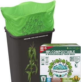 img 4 attached to 🗑️ 13 Gallon 100% Compostable Trash Bags, 49.2 Liter, 45 Count, Thick 0.87 mil Biodegradable Garbage Bags, Tall Kitchen Trash Bags, ASTM D6400 Certified, US BPI and Europe OK Compost Home