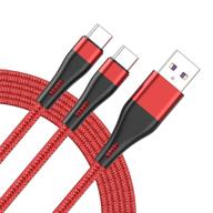 🔌 high-speed usb type c cable set (10 ft 2pack) for samsung galaxy s10 s9 s8, ps5 controller & more – fast charging, long braided cord in red logo