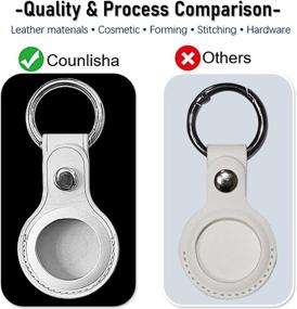 img 2 attached to 🔑 2021 Leather Case Keychain for Apple AirTags - Compatible with Dog Dropper & Finder - Soft Sleeve Accessories for AirTags (3 Pack) - White, Gray, Purple Color