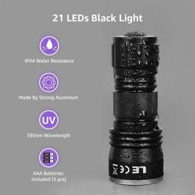 img 2 attached to 🔦 LE 21-LED 395nm Black Light Flashlight for Invisible Ink Detection, Pet Stain Identification, AAA Batteries Included