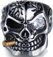 🔫 jude jewelers vintage bullet biker ring: gothic skull smoking stainless steel cocktail party accessory logo
