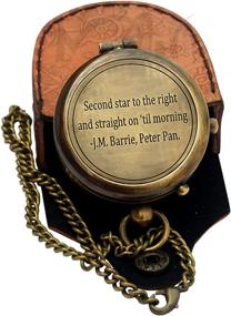 img 1 attached to 🧭 Enchanting Peter Pan Brass Compass - J. M. Barrie's 'Second Star to The Right' with Leather Case