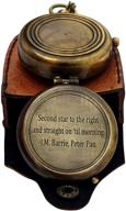 🧭 enchanting peter pan brass compass - j. m. barrie's 'second star to the right' with leather case logo