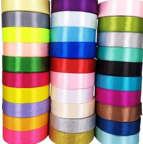 img 3 attached to 🎀 Chenkou Craft 40 Yards Single Side 1 Inch (25mm) Solid Satin Ribbon Ribbons in Assorted Colors for Crafts, Bows, Party Decorations, and Packaging (1 Inch (25mm))