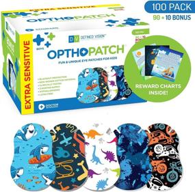 img 3 attached to 👁️ OPTHOPATCH Kids Eye Patches - Fun Boys Design - Hypoallergenic Cotton - 90+10 Bonus Latex-Free Adhesive Bandages for Amblyopia & Cross Eye - 3 Reward Chart Posters