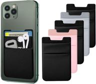 📱 shanshui card holder: slim stretchy phone pocket pouch for iphone 11 pro and samsung galaxy s10 – black, grey, pink (pack of 5) logo