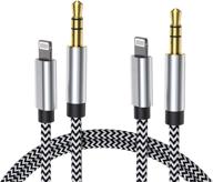 🔌 assrid iphone aux cord for car- apple mfi certified, lightning to 3.5mm audio stereo cable, 2 pack, compatible with iphone 12/11/xs/xr/x 8 7/se 2020/ipad/ipod to car stereo, speaker, headphone logo