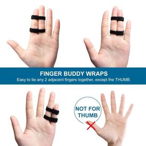 img 2 attached to 🖐️ Sumifun Buddy Finger Wraps: 10 Pack Finger Tapes for Healing Broken, Sprained or Fractured Fingers - Ideal Finger Straps for Jammed, Swollen or Dislocated Joints (Black)