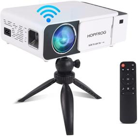 img 4 attached to Проектор T5 WiFi 4K + комплект крепления на штатив: мини-портативный уличный домашний кинопроектор для iPhone, полное HD 1080P HDMI/VGA/USB/AV/подключение к ноутбуку - идеальный технологический подарок для детей.