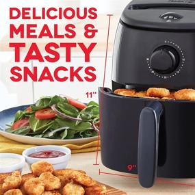 img 3 attached to 🍲 DASH DCAF200GBBK02 Tasti Crisp Air Fryer Oven Cooker: Temperature Control, Non-Stick Basket, & Auto Shut Off - 1000W, 2.6Qt, Black