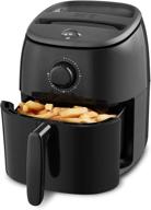 🍲 dash dcaf200gbbk02 tasti crisp air fryer oven cooker: temperature control, non-stick basket, & auto shut off - 1000w, 2.6qt, black логотип