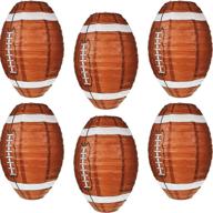 mudder football paper lanterns - sports ball hanging lanterns for birthday, baby shower, sports party - 6 pieces, 12 inches - football hanging decorations & supplies логотип