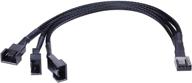 🖥️ 10-inch ds pwm fan splitter cable - black sleeved braided, 1 to 3 ways, 4-pin fan power extension cable for computer case fans (b f series) logo