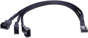 img 4 attached to 🖥️ 10-inch DS PWM Fan Splitter Cable - Black Sleeved Braided, 1 to 3 Ways, 4-Pin Fan Power Extension Cable for Computer Case Fans (B F Series)