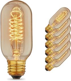 img 2 attached to 🔆 6 Pack of Dimmable Vintage Edison Bulbs with Spiral Filament - E26/E27 T45 Radio Cylinder Antique Light, Golden Finish Industrial Design - Warm Amber 40W 120V