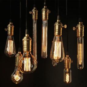 img 1 attached to 🔆 6 Pack of Dimmable Vintage Edison Bulbs with Spiral Filament - E26/E27 T45 Radio Cylinder Antique Light, Golden Finish Industrial Design - Warm Amber 40W 120V