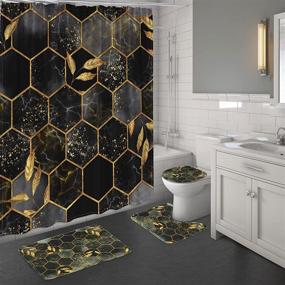 img 4 attached to MitoVilla Curtain Bathroom Accessories Geometric