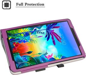 img 2 attached to 💜 Bige LG G Pad 5 10.1 Keyboard Case - Slim PU Leather Cover with Wireless Keyboard, Purple