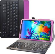 💜 bige lg g pad 5 10.1 keyboard case - slim pu leather cover with wireless keyboard, purple логотип