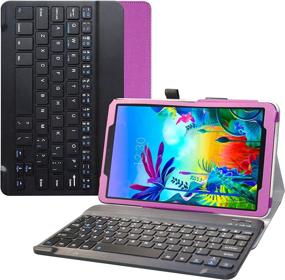 img 4 attached to 💜 Bige LG G Pad 5 10.1 Keyboard Case - Slim PU Leather Cover with Wireless Keyboard, Purple