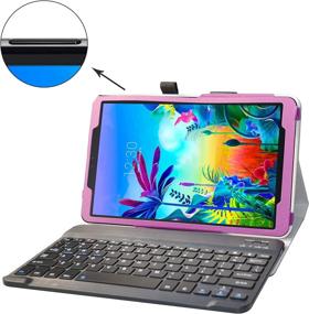 img 3 attached to 💜 Bige LG G Pad 5 10.1 Keyboard Case - Slim PU Leather Cover with Wireless Keyboard, Purple