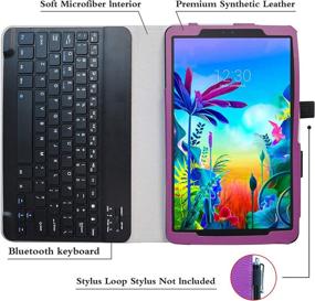 img 1 attached to 💜 Bige LG G Pad 5 10.1 Keyboard Case - Slim PU Leather Cover with Wireless Keyboard, Purple