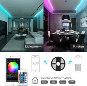 img 2 attached to 🌈 16.4ft Smart WiFi RGBW LED Strip Lights Kit with Alexa and Google Assistant Compatibility – Includes WiFi RGBW LED Controller and 24-Key Remote for 5pin RGBW Strip Lights with 300LEDs