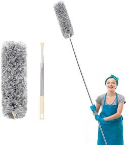 img 4 attached to Versatile Microfiber Duster with Extension Pole: Reach High Ceilings, Fans, Keyboards, Furniture, and Cars with Ease – Ideal for Women!