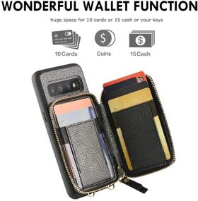img 2 attached to 📱 ZVE Samsung Galaxy S10 Case: Zipper Wallet Crossbody with Card Holder for Shockproof Protection - Black